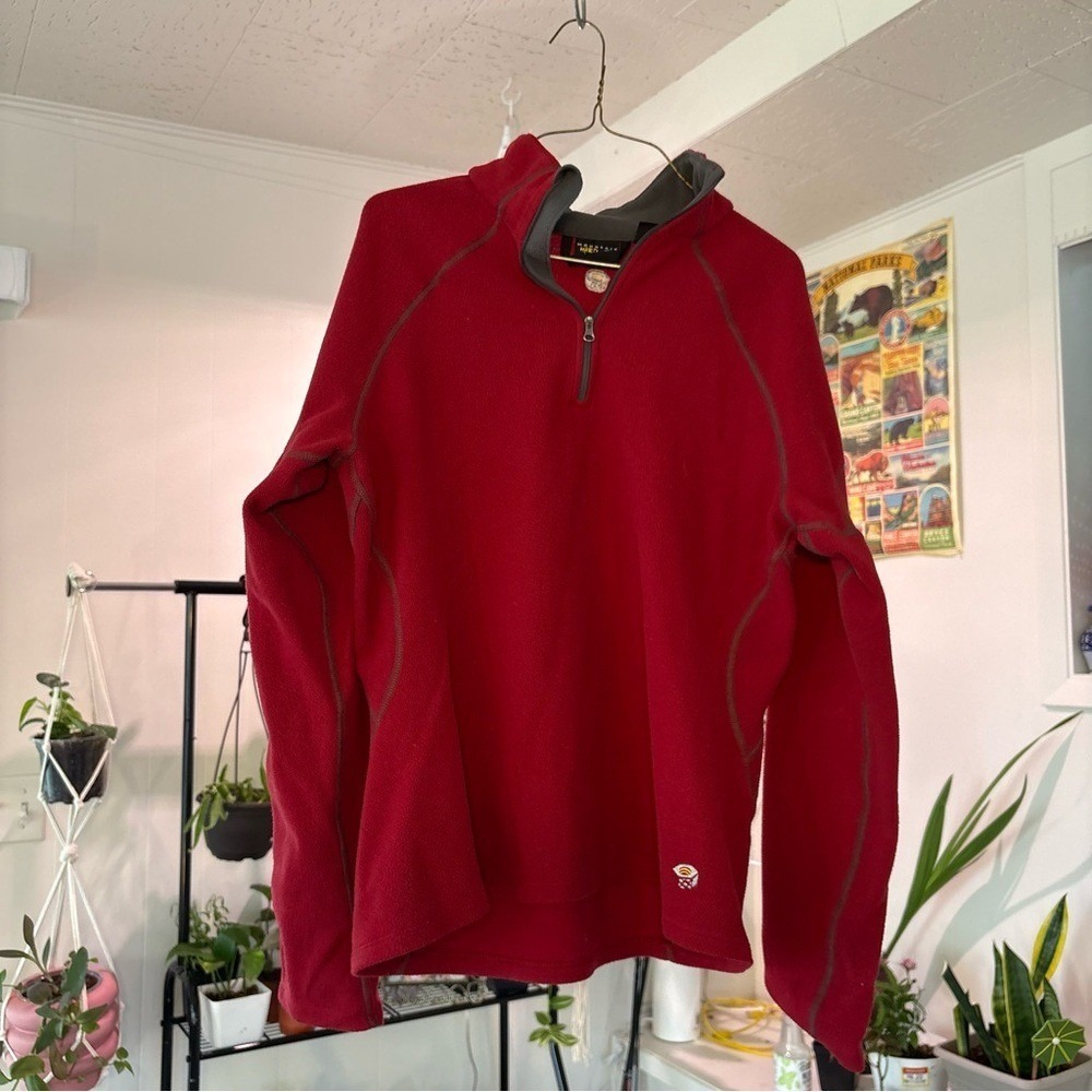 Mountain‎ Hardwear Fleece Pullover Quarter Zip Red Hiking Outdoors Size M